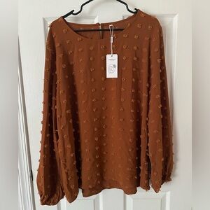 🌟NWT🌟 Amazon Rust Orange Long Sleeve Blouse XXL